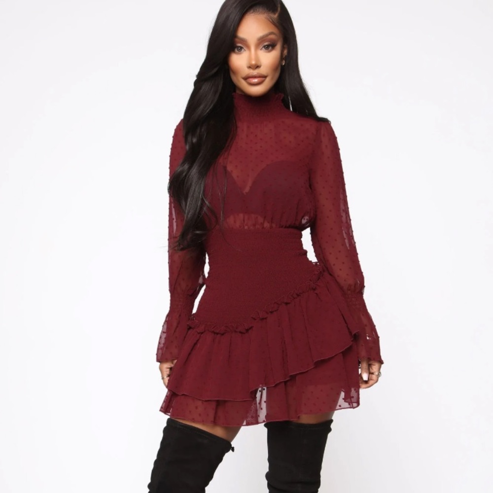 NWT burgundy mini dress